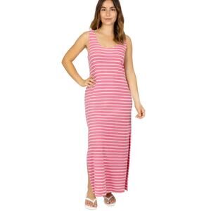 STS Sail to Sable Scoop Neck Pink/White Striped Tank Dress size XL